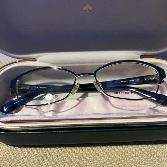 Kate Spade Blue Half-Rim Glasses with Case NWOT - Picture 7 of 9